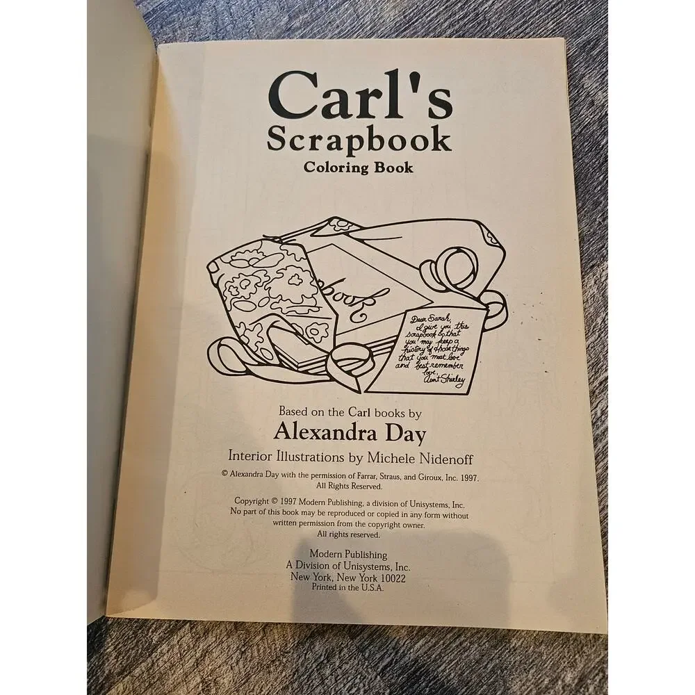 Carl’s Scrapbook Coloring Book By Alexandra Day Good Dog Carl 1997 Unused New